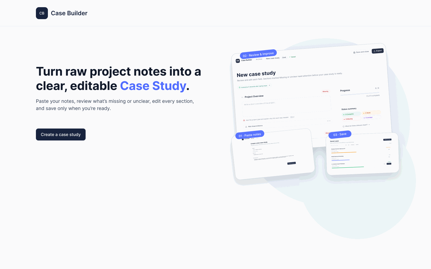 Case Builder product homepage